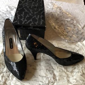 Women’s black sequined heels by Ann-Marino size 8